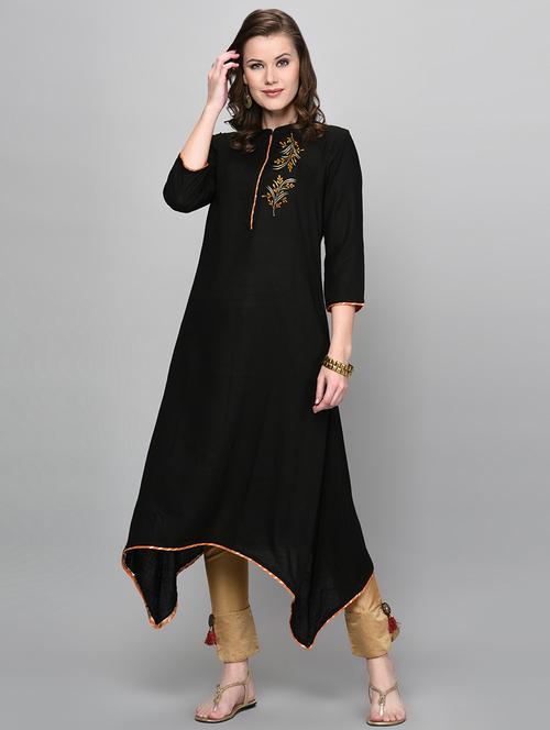 embroidered asymmetric kurta - 16352038 - Very Small Image - 1