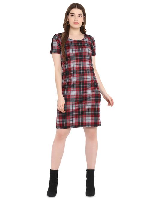 round neck checkered sheath dress  - 16353691 - Very Small Image - 1