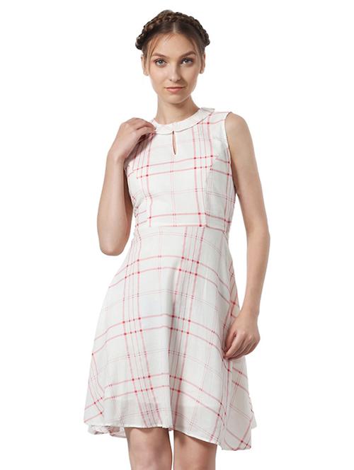 peter pan neck checkered a-line dress - 16354885 - Very Small Image - 1