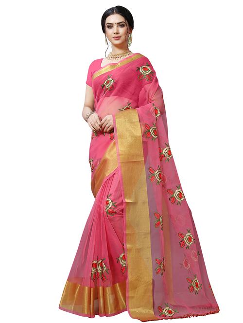 floral embroidered saree with blouse - 16356344 - Very Small Image - 1