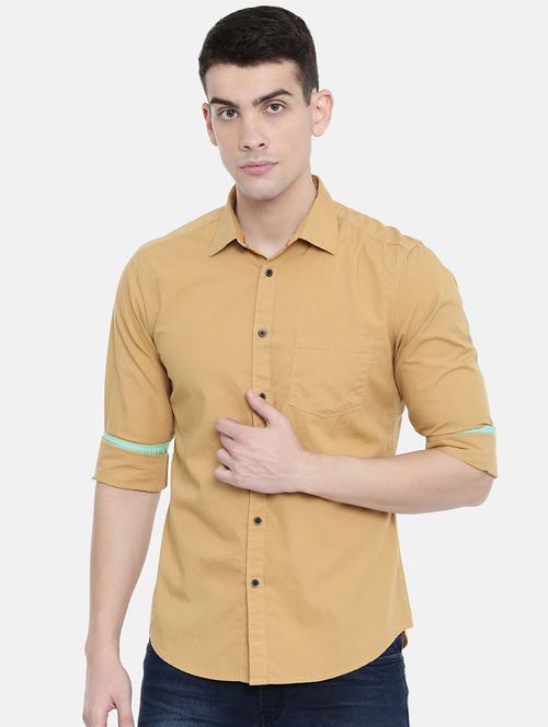 yellow solid casual shirt - 16357431 - Very Small Image - 1
