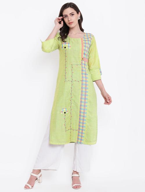 checkered straight kurta - 16357741 - Very Small Image - 1
