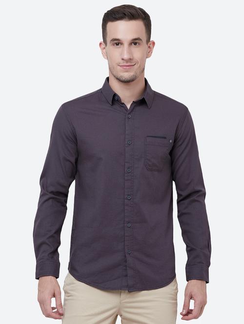 grey solid casual shirt - 16357959 - Very Small Image - 1