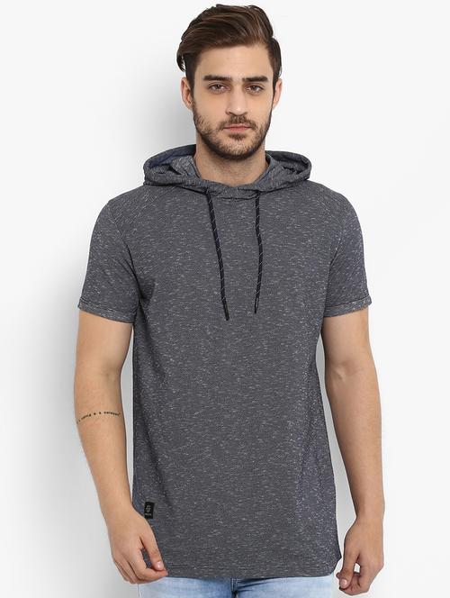 grey self design hooded t-shirt - 16358191 - Very Small Image - 1