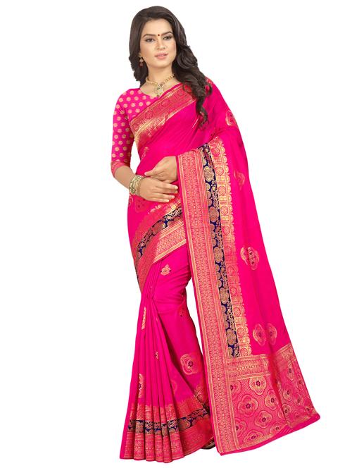 ethnic zari motif banarasi saree with blouse - 16358301 - Very Small Image - 1