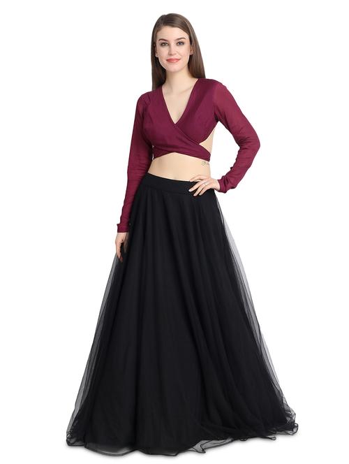 wine criss cross lehenga - 16358789 - Very Small Image - 1