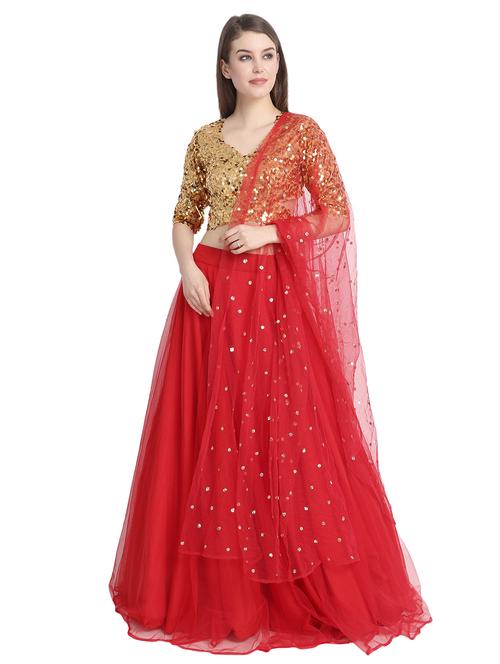 sequins a-line lehenga - 16358804 - Very Small Image - 1