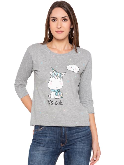 quirky print round neck tee  - 16360380 - Very Small Image - 1