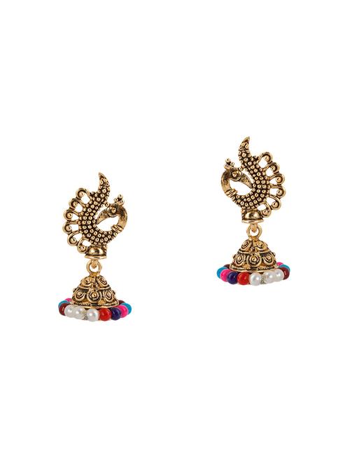multi colored metal jhumka earring - 16361291 - Very Small Image - 1