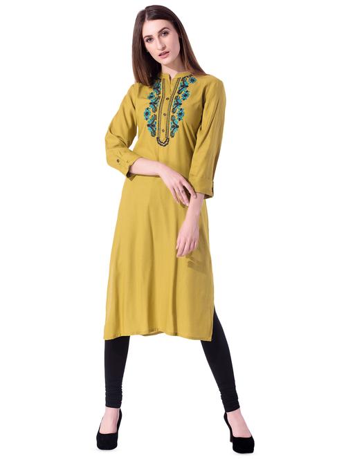 embroidered straight kurta - 16361694 - Very Small Image - 1