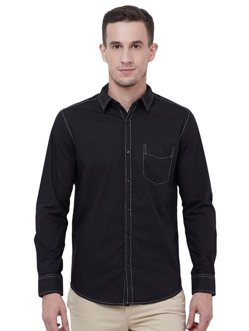 black solid casual shirt - 16361986 - Very Small Image - 1