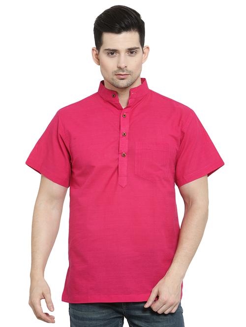 pink solid short kurta - 16365581 - Very Small Image - 1