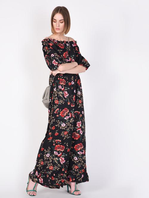 off shoulder gathered floral maxi dress  - 16366774 - Very Small Image - 1