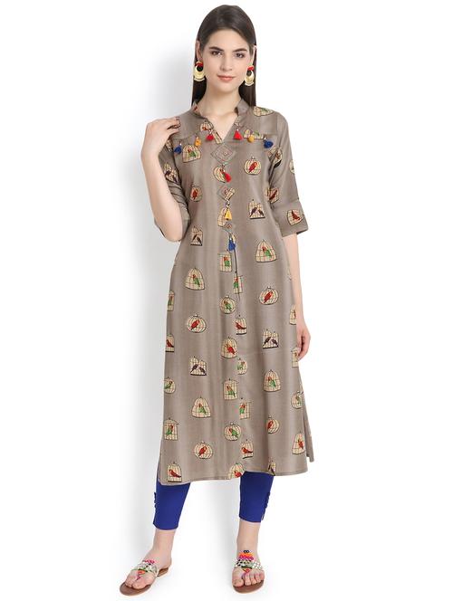 conversation print straight kurta - 16367763 - Very Small Image - 1