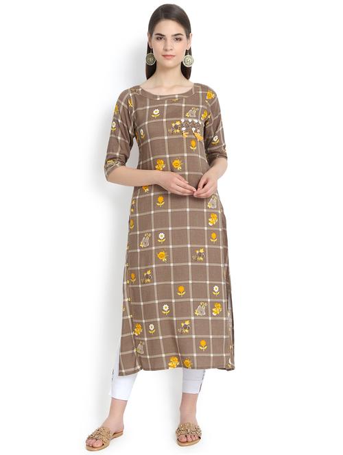 floral print straight kurta - 16367769 - Very Small Image - 1