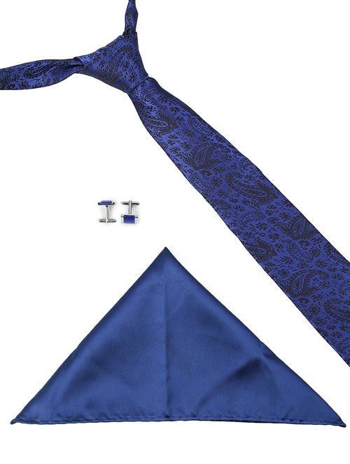 blue microfiber  tie ,pocket square and cuff links - 16368452 - Very Small Image - 1