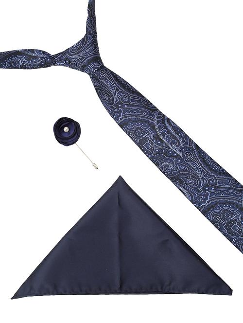blue microfiber  tie ,pocket square and lapel pins - 16368477 - Very Small Image - 1