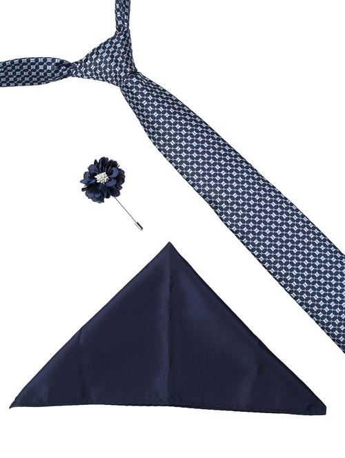 blue microfiber  tie ,pocket square and lapel pins - 16368491 - Very Small Image - 1