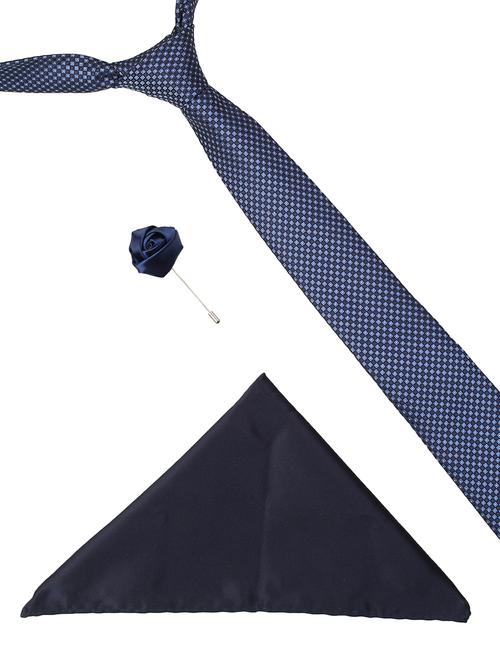 blue microfiber  tie ,pocket square and lapel pins - 16368505 - Very Small Image - 1