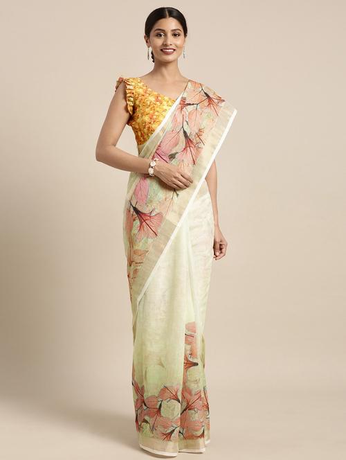digital floral printed saree with blouse - 16370013 - Very Small Image - 1