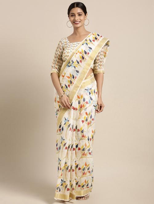 digital checkered printed saree with blouse - 16370014 - Very Small Image - 1