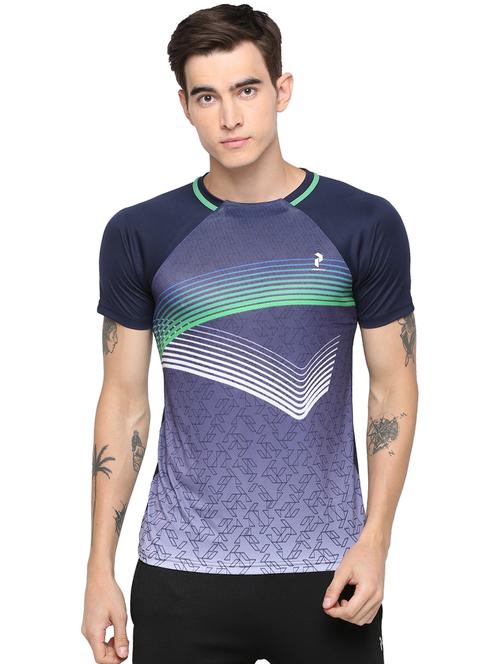 navy blue geometric print t-shirt - 16370690 - Very Small Image - 1
