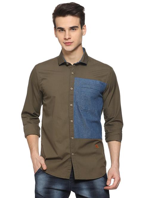mens color block casual shirt - 16375419 - Very Small Image - 1