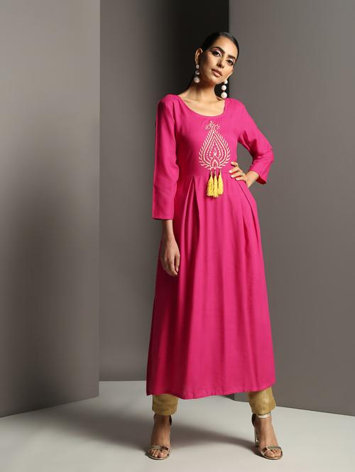block print flared kurta - 16378849 - Very Small Image - 1