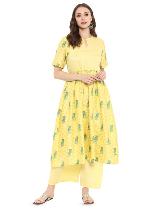 conversational flared kurta - 16379516 - Very Small Image - 1