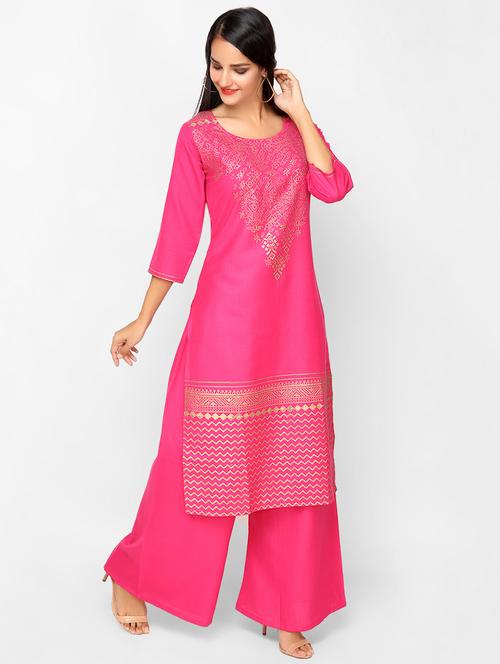 block printed kurta palazzo set - 16380432 - Very Small Image - 1