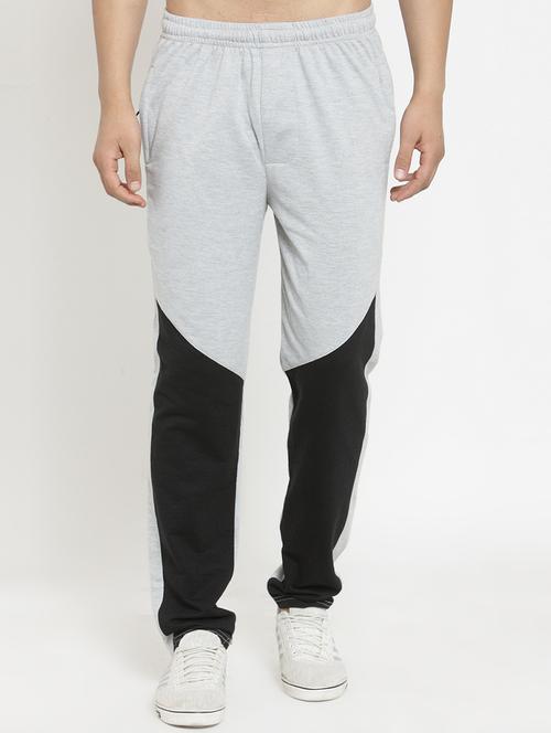 grey color block full length track pant - 16381681 - Very Small Image - 1