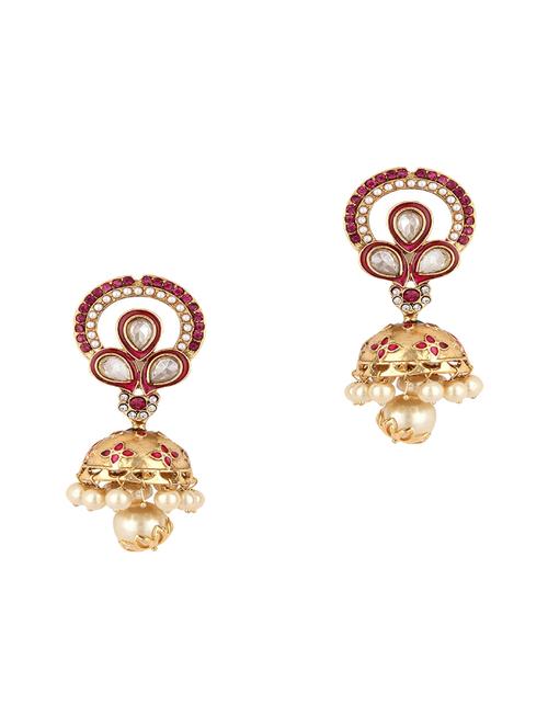 pink  jhumka earring - 16382107 - Very Small Image - 1