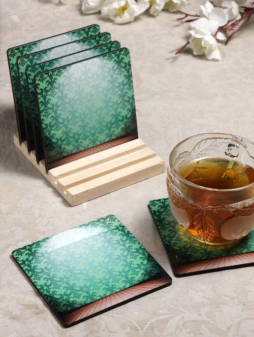 alina decor set of 6 printed coasters with wooden stand - 16387780 - Very Small Image - 1