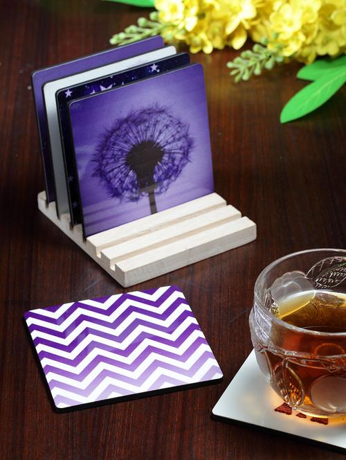alina decor set of 6 printed coasters with wooden stand - 16387795 - Very Small Image - 1