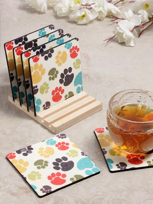 alina decor set of 6 printed coasters with wooden stand - 16387815 - Very Small Image - 1