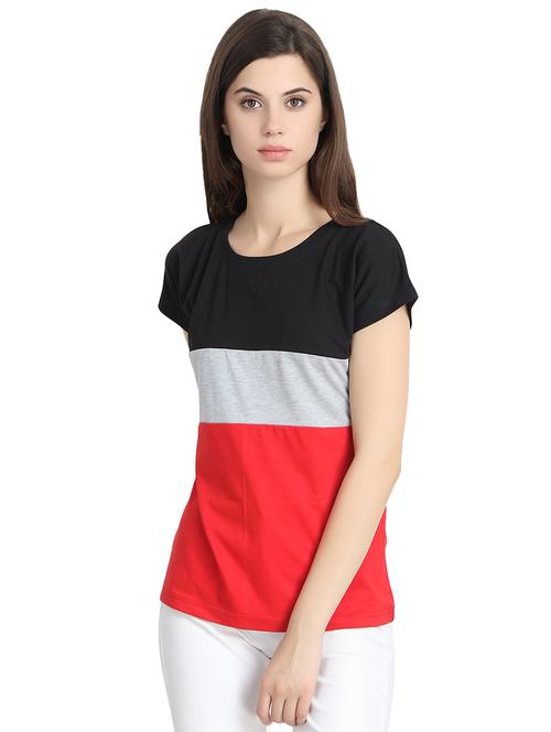 round neck color block tee  - 16388213 - Very Small Image - 1