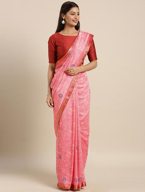 paisley printed saree with blouse - 16389903 - Very Small Image - 1