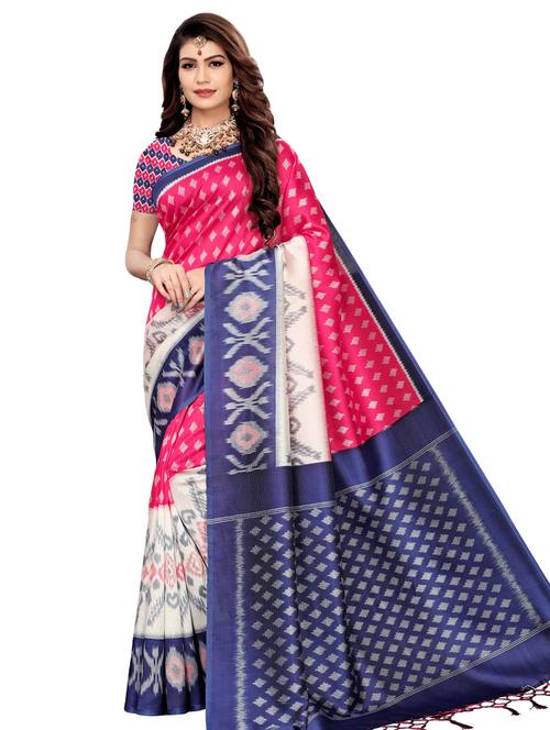 ikat printed mysore silk saree with blouse - 16390028 - Very Small Image - 1