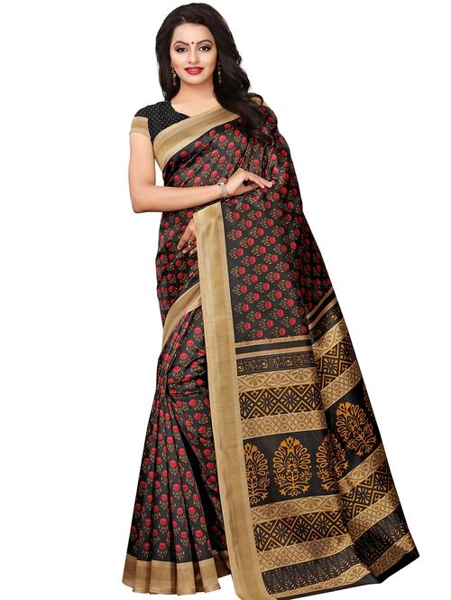 floral printed mysore silk saree with blouse - 16391276 - Very Small Image - 1