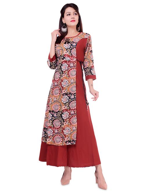 printed layered a-line gown - 16394750 - Very Small Image - 1