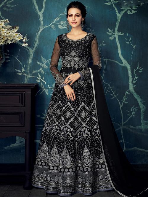 embroidered semi-stitched suit - 16398978 - Very Small Image - 1