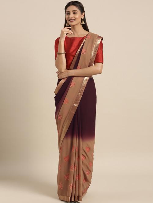 paisley printed saree with blouse - 16400028 - Very Small Image - 1