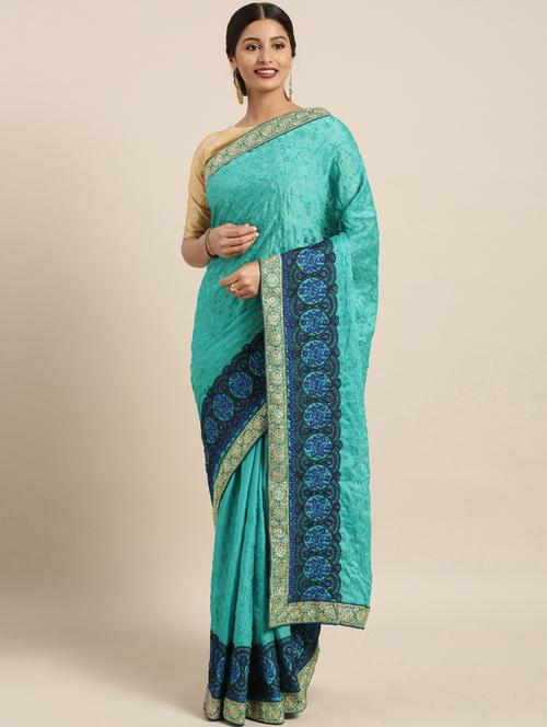 tonal embroidered saree with blouse - 16400082 - Very Small Image - 1