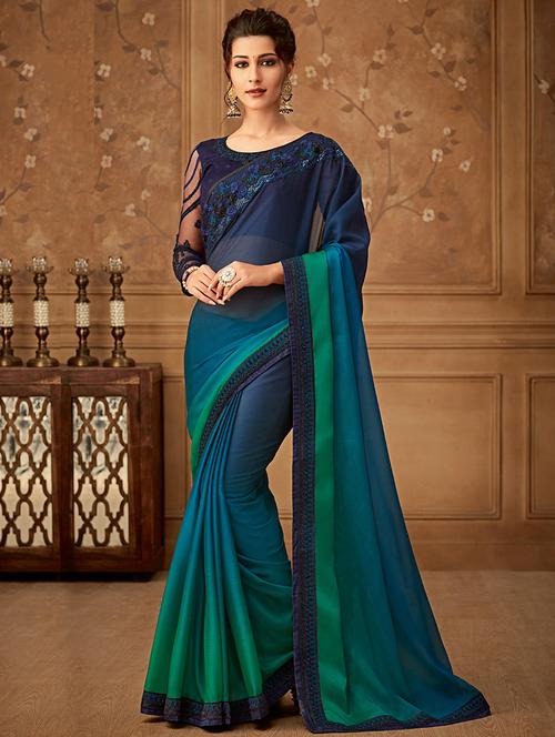 ombre printed saree with blouse - 16400873 - Very Small Image - 1