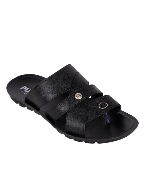 pu-spm black leatherette slip on sandals - 16401838 - Very Small Image - 1