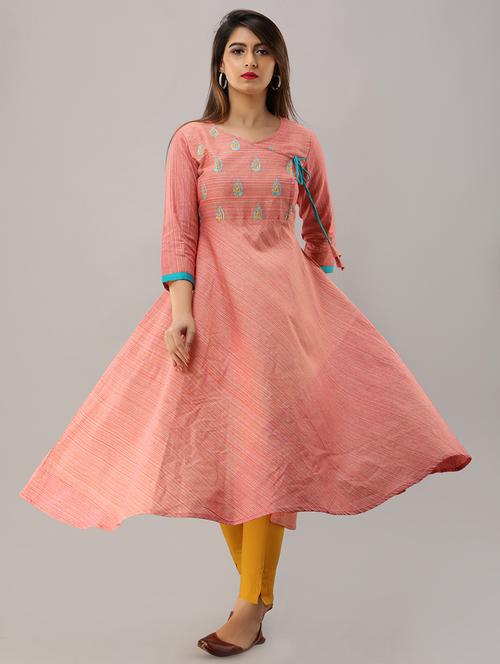 embroidered angrakha kurta - 16402832 - Very Small Image - 1