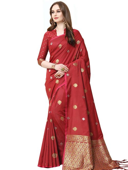 ethnic motifs banarasi saree with blouse - 16403477 - Very Small Image - 1