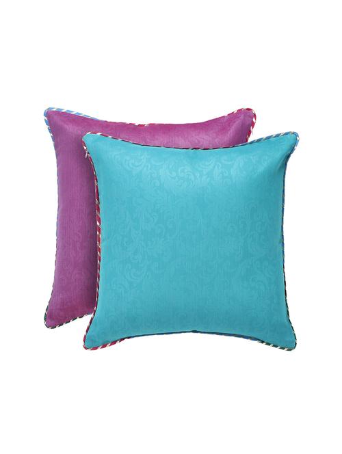 purple turquoise self texture reversible cushion cover - 16403952 - Very Small Image - 1