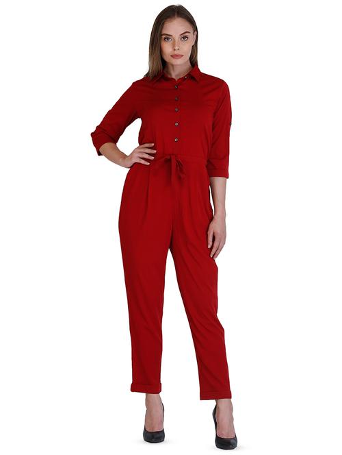 button detail tie front jumpsuit  - 16404039 - Very Small Image - 1