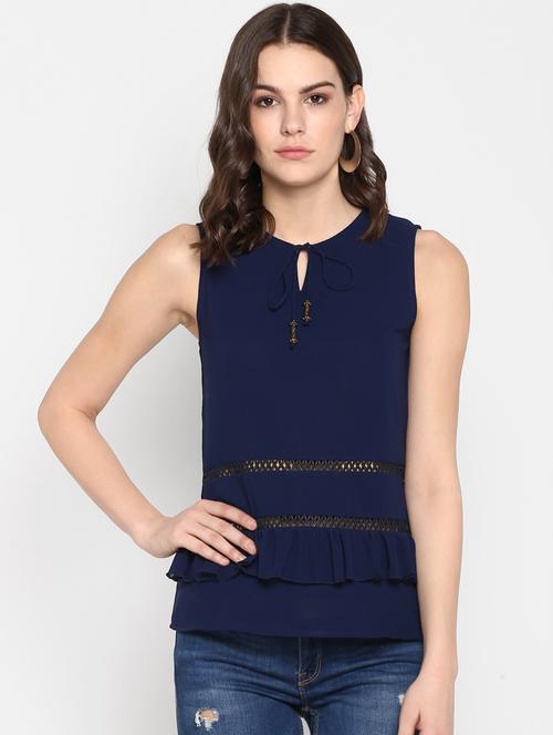 tassel tie up lace inserted top - 16404132 - Very Small Image - 1